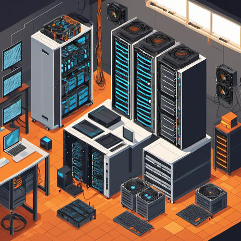 Isometric home server room